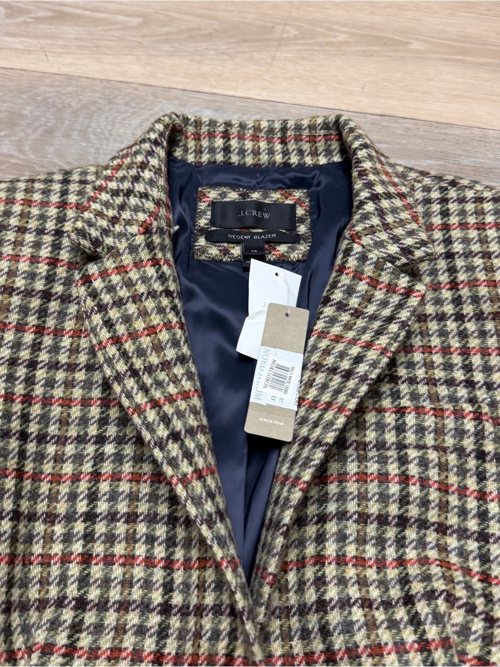 J. Crew Regent Blazer Houndstooth Moon Tweed English Wool Gold Buttons Academia - Picture 5 of 15